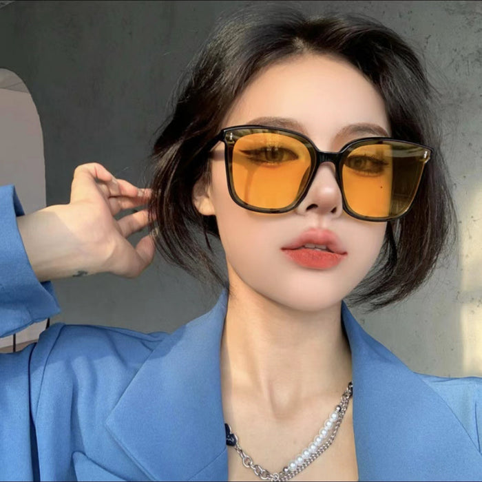 Wholesale Women's Large-Frame Sunglasses Women's Sunglasses Men's Driving Trendy Anti-UV Internet Celebrity Same Style Glasses All-Match Mask