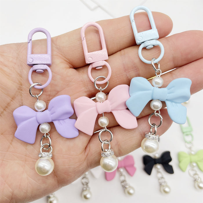 Wholesale Soft Touch Lacquer Bow Keychain Mixed Color Plastic Bag Charm MOQ≥2