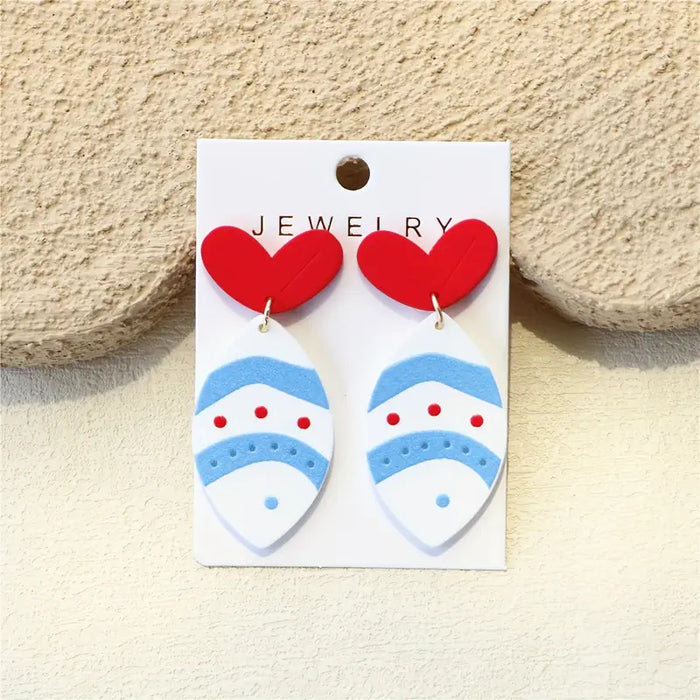 Wholesale Blue Polka Dot Fishtail Acrylic Earrings Striped Funny Fish Jewelry