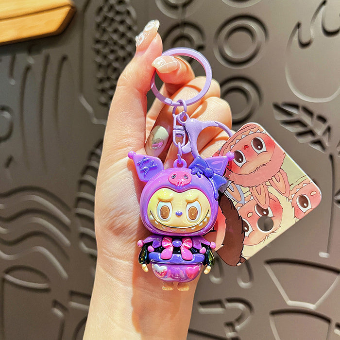 Wholesale electroplated doll keychain cute cartoon funny doll couple bag small pendant