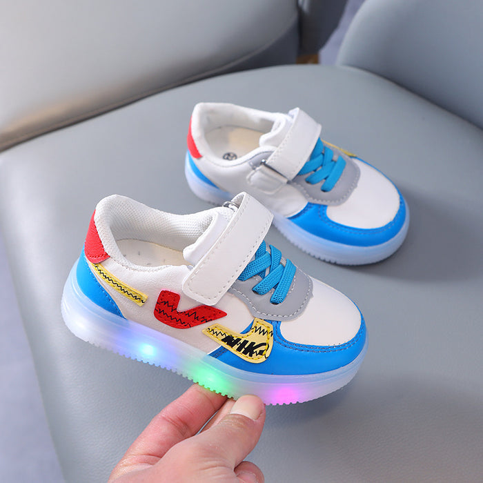 Wholesale Boys' Sports Shoes Korean Version Velcro Soft Soled Children's Board Shoes Girls' LED Illuminated Shoes Trendy JDC-KS-GS004