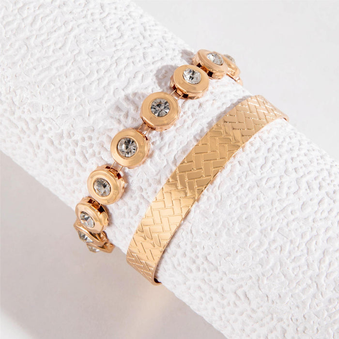 Wholesale Alloy C-shaped Open Bracelet Diamond Bracelet Set of Two JDC-BT-YongG002