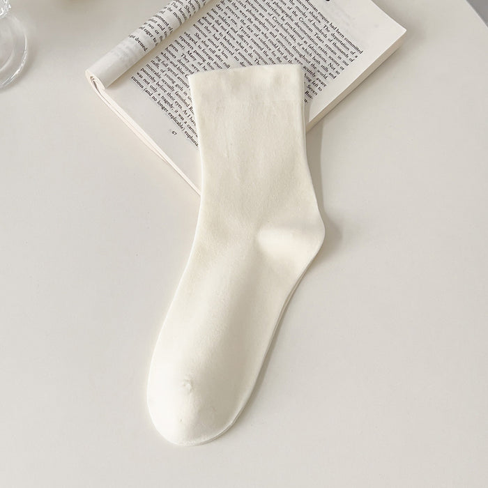 Wholesale Pure cotton boneless socks, children's mid tube socks, loose mouth solid color stacking socks