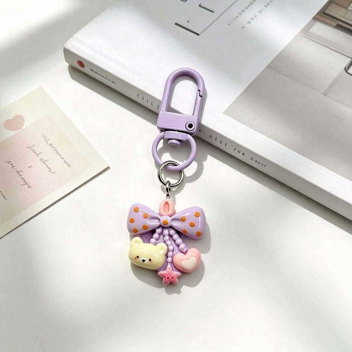 Wholesale Cute Bow Bear Resin Bag Charm Sweet Pendant DIY Gift For Couple And