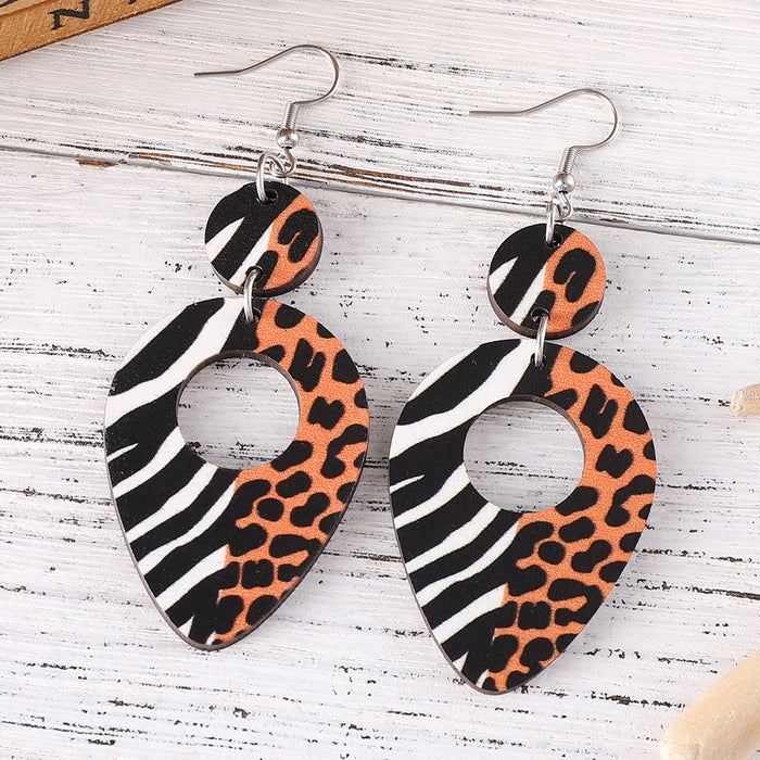 Wholesale Wooden Double Sided Water Drop Earrings JDC-ES-ChuLian015