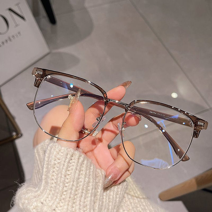 Wholesale Eyeframe, frame, large face, half frame, flat mirror, can be paired with myopia lenses
