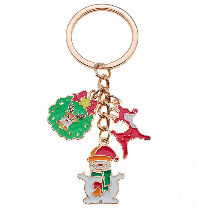 Wholesale Zinc Alloy Christmas Keychain with Snowman Elk Design Festive Gift Keyring