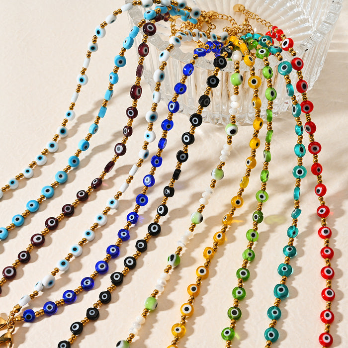 Wholesale Classic Hot Selling Devil's Eye Foot Chain Resin Flat Bead Stainless Steel Accessories Evil Eye Foot Accessories