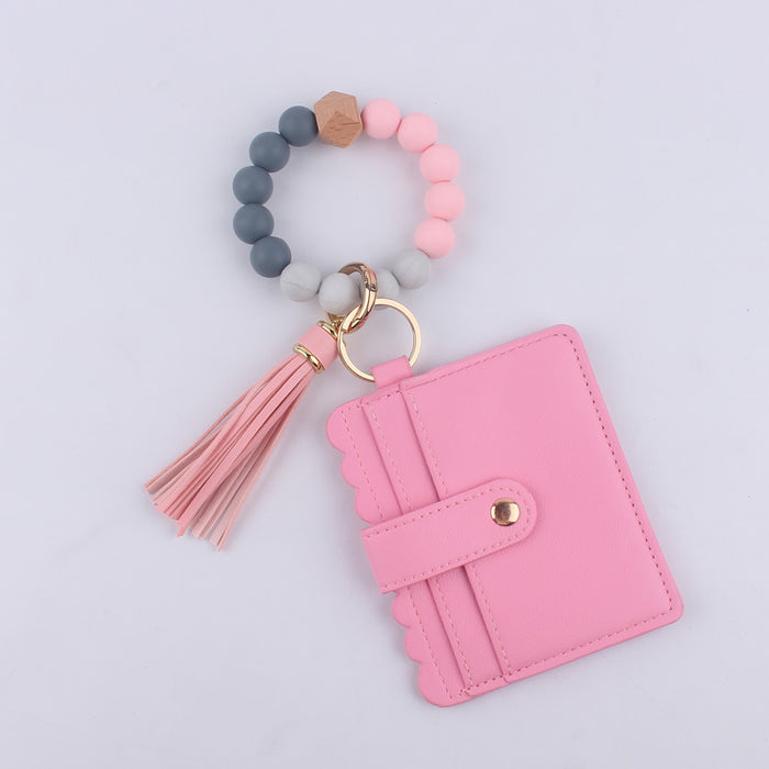 Wholesale Silicone bead bracelet accessories silicone Keychain