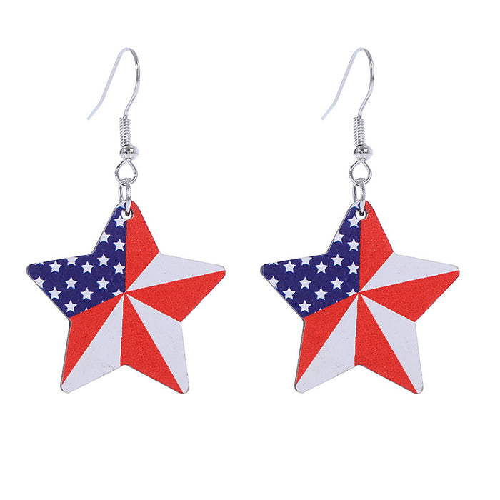 Wholesale American Independence Day Wooden Print Earrings JDC-ES-ChouTteng015