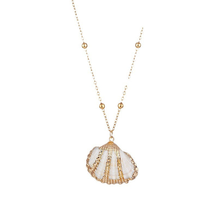 Wholesale 2PCS Alloy Beach Shell Gold Plated Pendant Conch Necklace JDC-NE-HanShi001