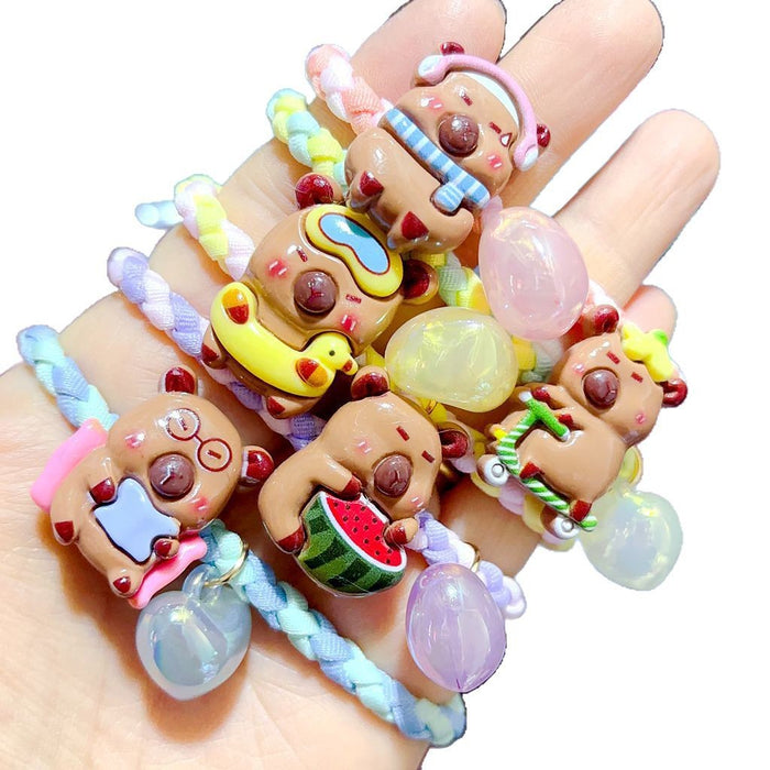 Wholesale 5pcs Leather Band Hair Rope Braided Hair Rope Hair Accessories for Women