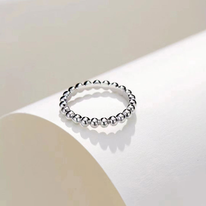 Wholesale Round bead ring, women's light luxury diamond, simple and non fading, solid circle bead ring, layered and worn