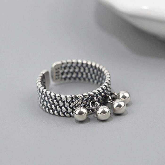 Wholesale Personalized round bead smooth ring for women, retro vintage vintage, multi-layer woven ring, open ring, hand accessory