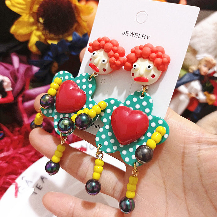 Wholesale Cartoon Cute Polka Dot Love Clown Resin Earrings JDC-ES-Xingj048