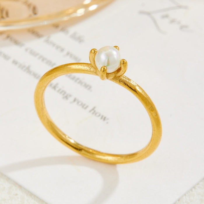 Wholesale Women' s pearl titanium steel ring