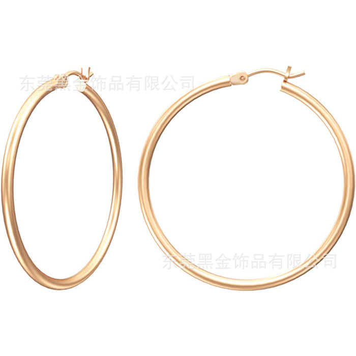 Wholesale Stainless Steel Large Round Wire Earrings JDC-ES-HeiJ001