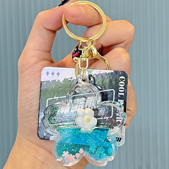 Wholesale Acrylic Flower Quicksand Bottle Keychain JDC-KC-ChaoHe002