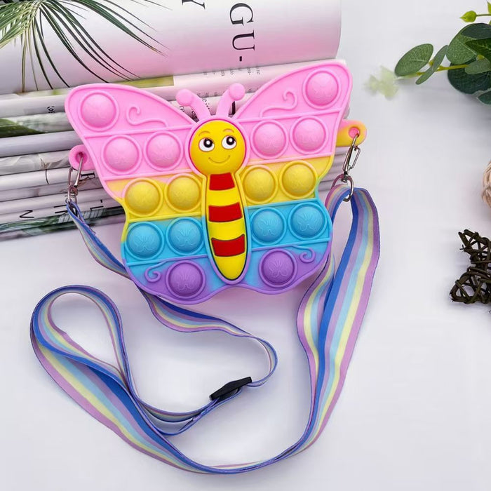 Wholesale Cartoon Butterfly Decompression Silicone Bag Children' s wallet