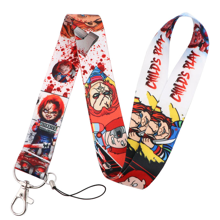 Wholesale Horror and thriller themed long phone lanyard with chest strap