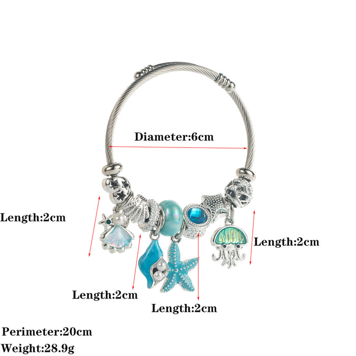 Wholesale Adjustable Blue Starfish Pendant Bracelet