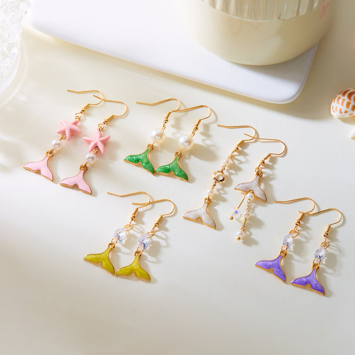 Wholesale Earrings Fishtail Pearl Earrings Summer Seaside Beach Holiday Style