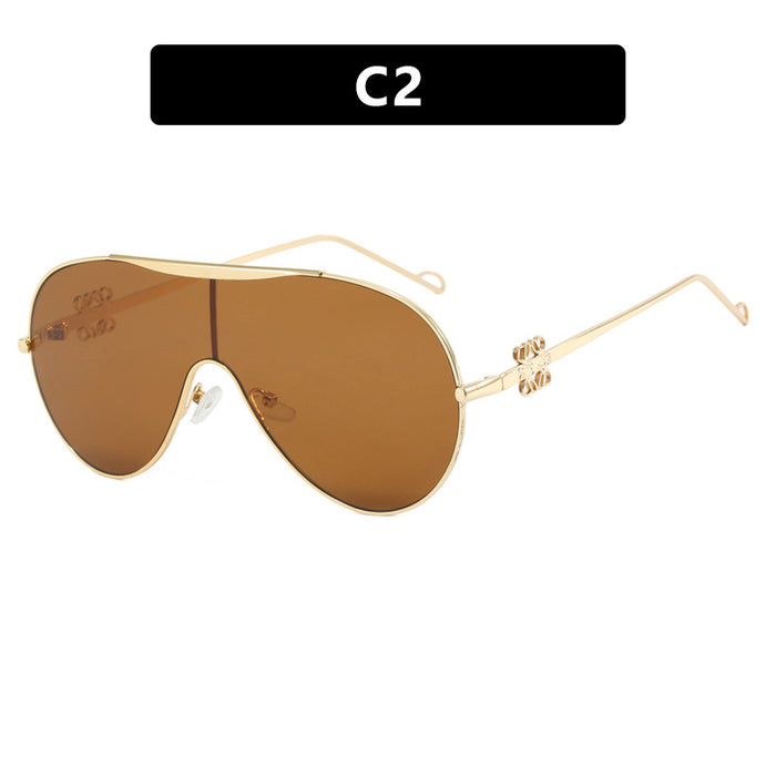 Wholesale Conjoined Sunglasses Pilot Frame Driving Sunglasses Premium Metallic Retro Sunglasses