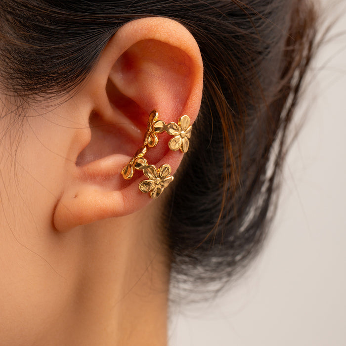 Wholesale Fashionable alloy earrings with light luxury and high-end feel, flower moon sun ear clip, ear bone clip