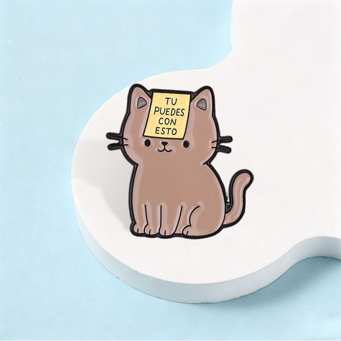 Wholesale Stylish Cat Inspirational Brooch Zinc Alloy Enamel Pin For Students Backpack Accessory Resale
