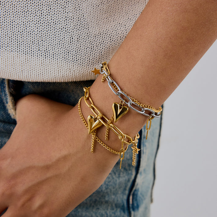 Wholesale Luxury Niche Stainless Steel Love Heart Bracelet