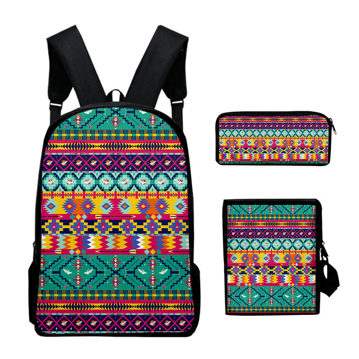 Wholesale Aztec Backpack + Shoulder Bag + Pencil Case Three-piece Set JDC-BP-JieNi002