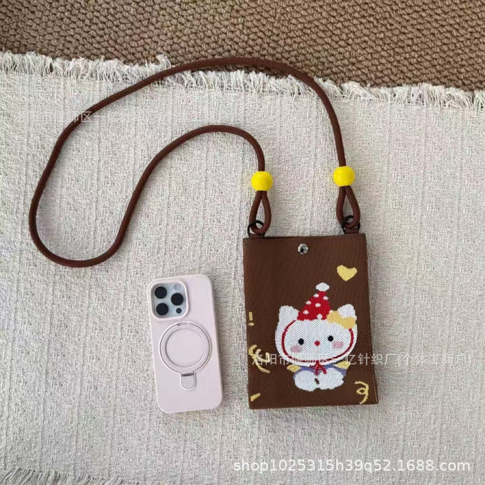 Wholesale Knitted Crossbody Bag with Rope and Beads Cute Phone Purse MOQ≥3