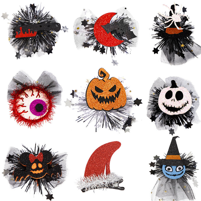 Wholesale Halloween Cross-border New  Hairpin Headwear Children' s Party Decoration  Pumpkin Veil Jewelry Dress Up Decorations