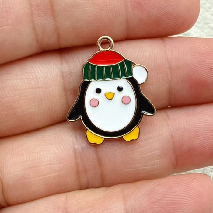 Wholesale 10pcs New oil-drip Christmas-themed alloy accessories  cartoon snowman  reindeer,   DIY pendant accessories