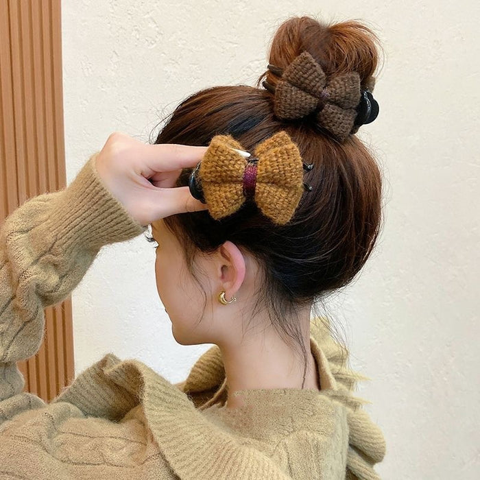 Wholesale Fairy Hair Accessories Bow Fabric Ball Head Grab Clip Sweet Elegant Hairpin Women's Head Hair Clip Headwear