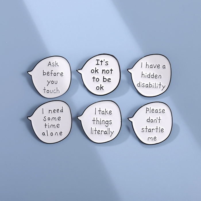 Wholesale White Zinc Alloy Funny English Text Brooch Pin Enamel Badge Stylish Fashion Resale Accessory