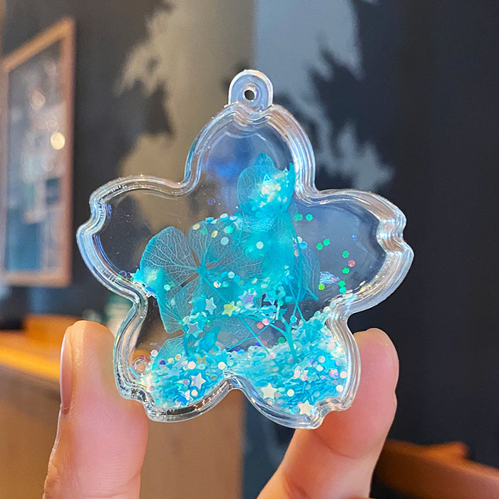 Wholesale Oil-flowing Quicksand Sakura Keychain