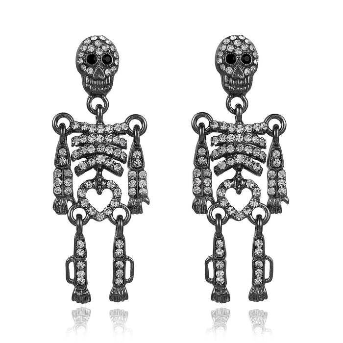 Wholesale Skeleton Skull Earrings Alloy Silver Plated Fashion Accessory