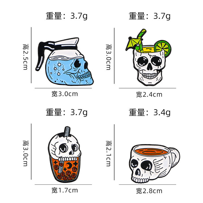 Wholesale Skull Brooch Funny Skull Kettle Shape Badge Personalized  Metal Badge