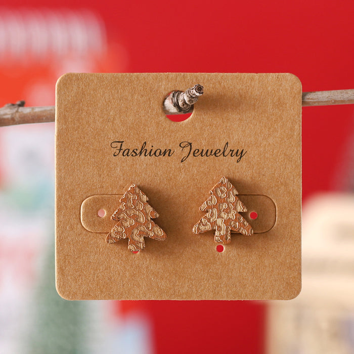 Wholesale Christmas Wood Carved Tree Earrings