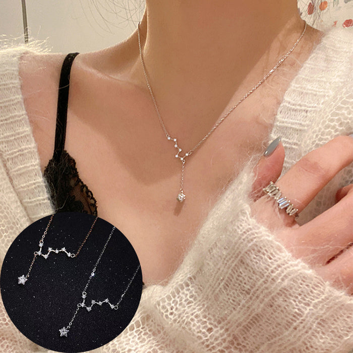 Wholesale New style of Beidou Seven Star Necklace with a light luxury and niche design, featuring simple tassel pendant and collarbone chain