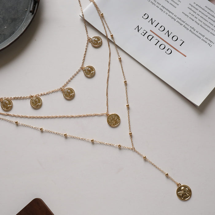 Wholesale Necklace accessories, hollowed out flower cross necklace, high-end and exquisite layered collarbone chain