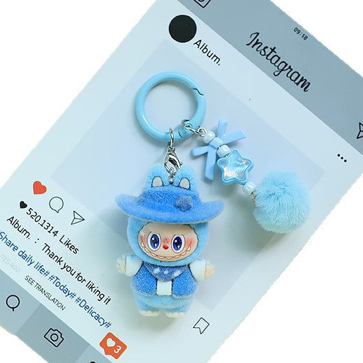 Wholesale Flocked Soft Rubber Doll Keychain