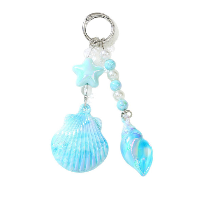 Wholesale Ocean Dream Seashell Keychain Acrylic Blue Cute Fashion Accessory Gift MOQ≥2