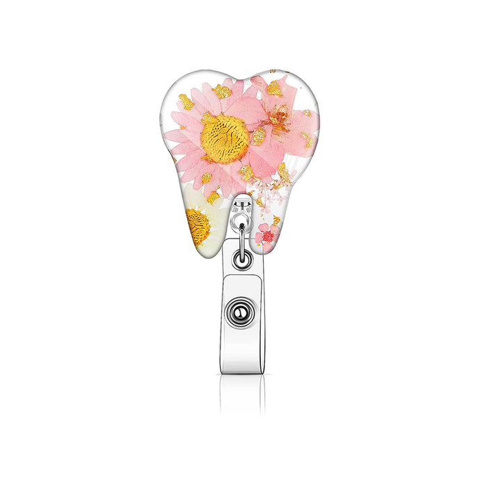 Wholesale Acrylic Tooth Dried Flower Scroll Keychain JDC-KC-ZhuoJin008