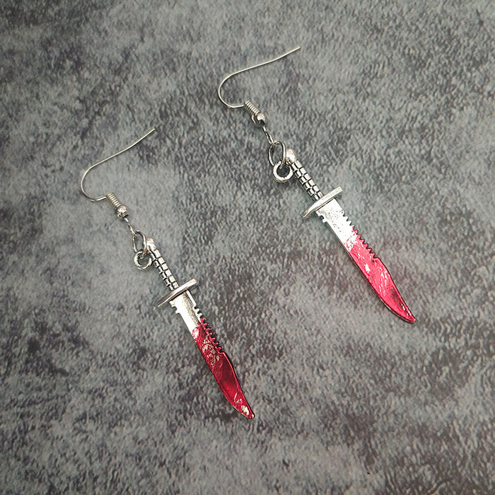 Wholesale  alloy earrings dagger axe horror blood earrings holiday exaggerated jewelry