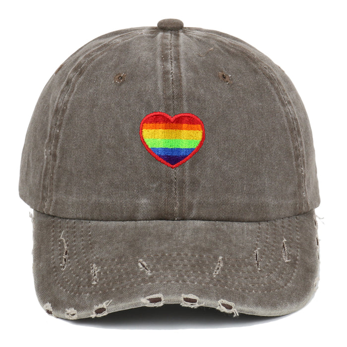 Wholesale Cotton Rainbow Heart Embroidery Baseball Cap  JDC-FH-ChenSheng001