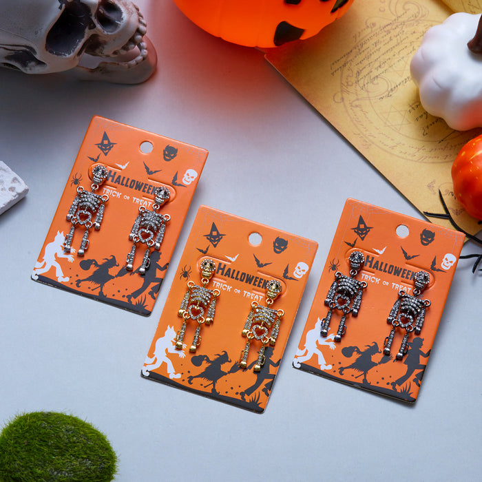 Wholesale Skeleton Skull Earrings Alloy Silver Plated Fashion Accessory