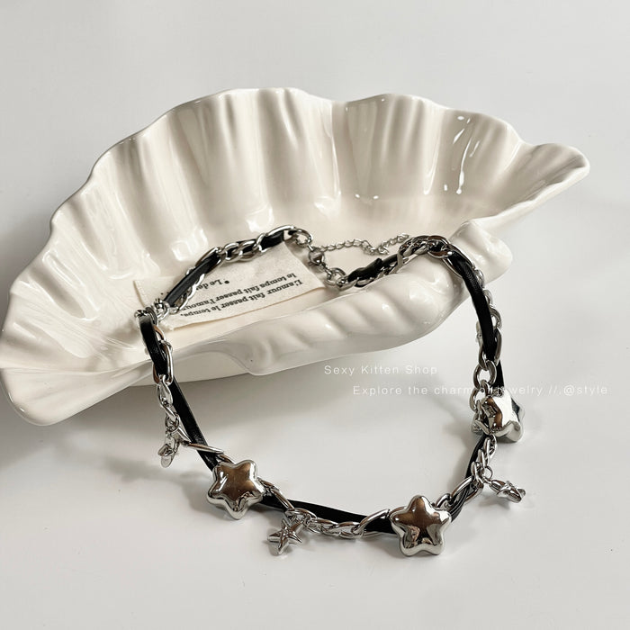 Wholesale   Black Star Winding  Necklace Clavicle Chain