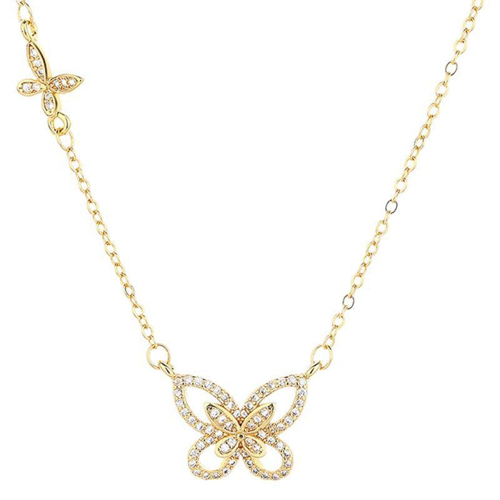 Wholesale Zircon Butterfly Necklace with Light Luxury Design and Clavicle Chain Jewelry